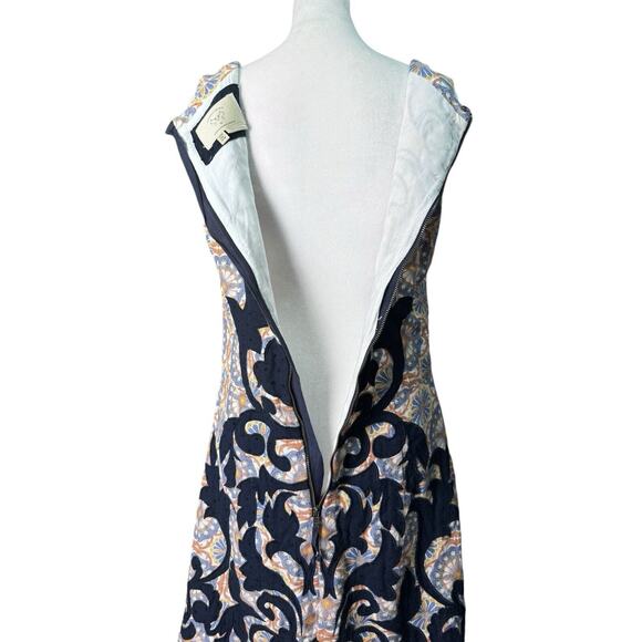 Anthropologie Sz 8 Linen Blend Baroque Print Shift Dress Boho Cottagecore Chic - Picture 7 of 12